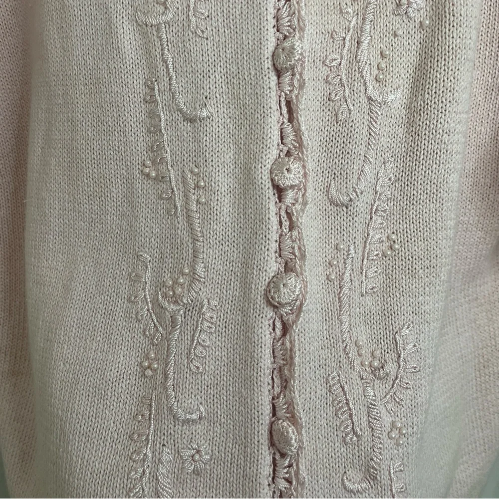 Venezia Light Pink Women's Cardigan Large Embroidered Detail Long Sleeve - Picture 6 of 15